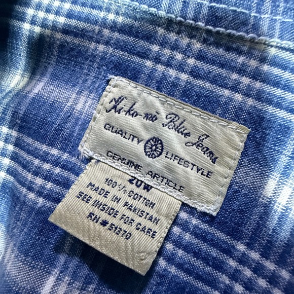 Ki-Ko-Mô‎ Blue Jeans Plaid Button Down Top Short Sleeve Shirt Womens 20W - Picture 3 of 3